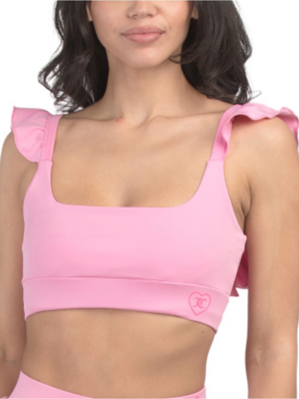 Juicy Ruffle Trim Pink Sports Bra